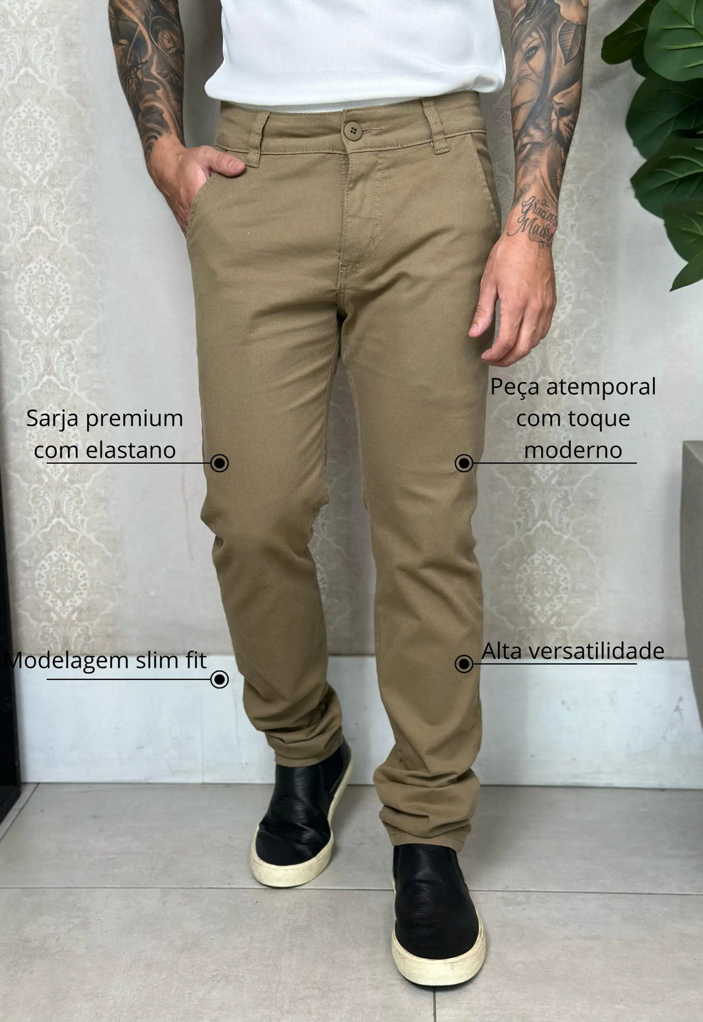 Calça Alfaiataria em Sarja com Elastano Verde