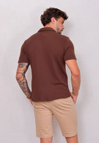Camisa Masculina Tricot Touch Marrom