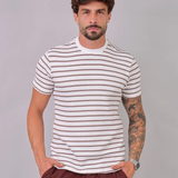 Camiseta Listrada Tricot Touch Marrom