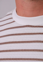 Camiseta Listrada Tricot Touch Marrom