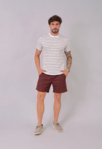 Camiseta Listrada Tricot Touch Marrom