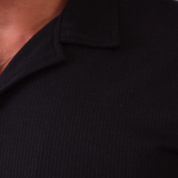 Camisa Masculina Slim Canelada Preta