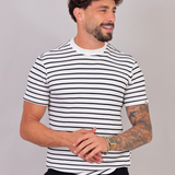 Camiseta Listrada Tricot Touch Preta