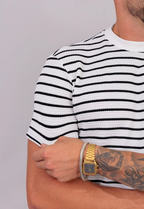 Camiseta Listrada Tricot Touch Preta