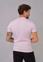 Camiseta Henley Canelada Rosa Claro