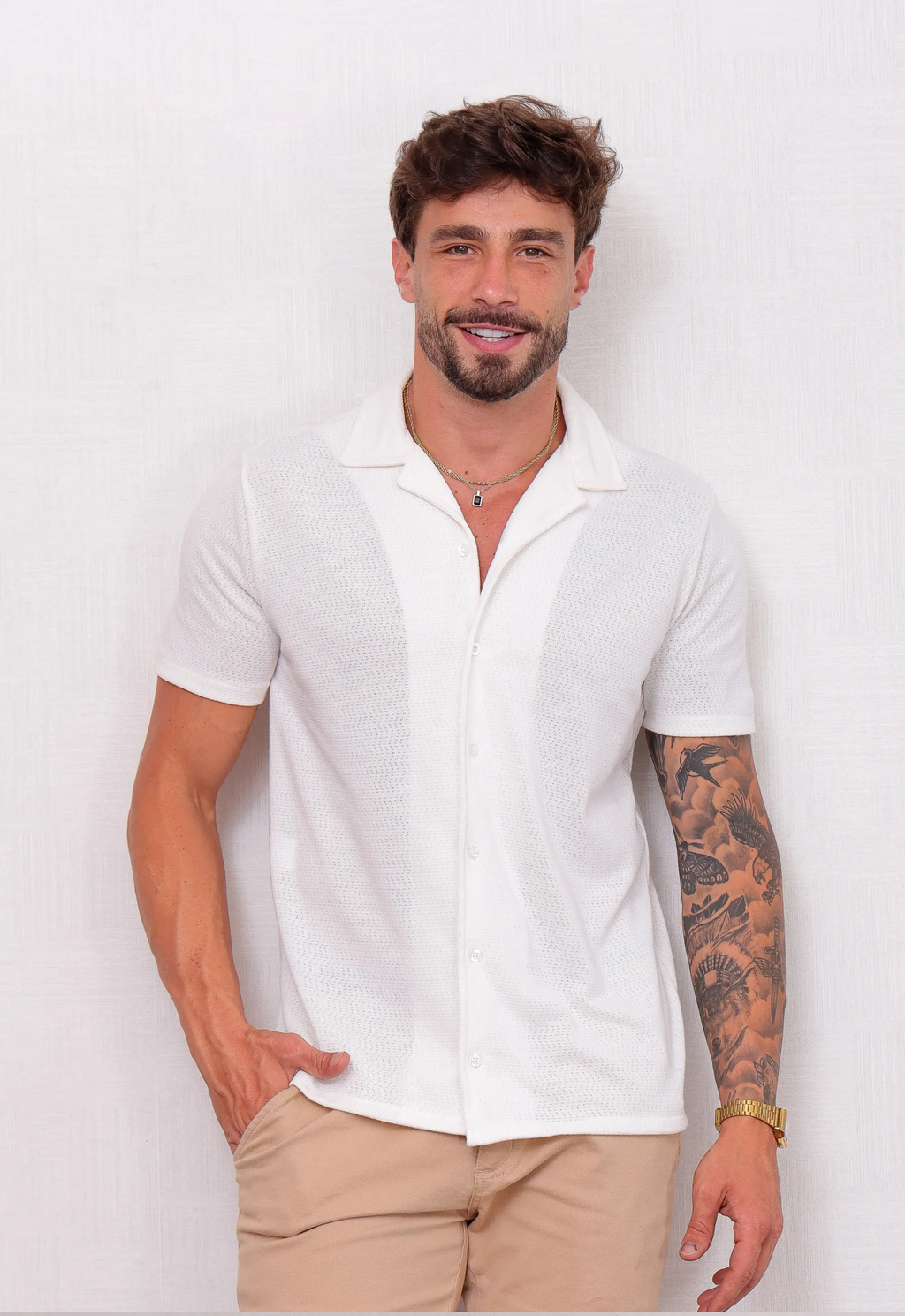 Camisa Masculina Tricot Branca