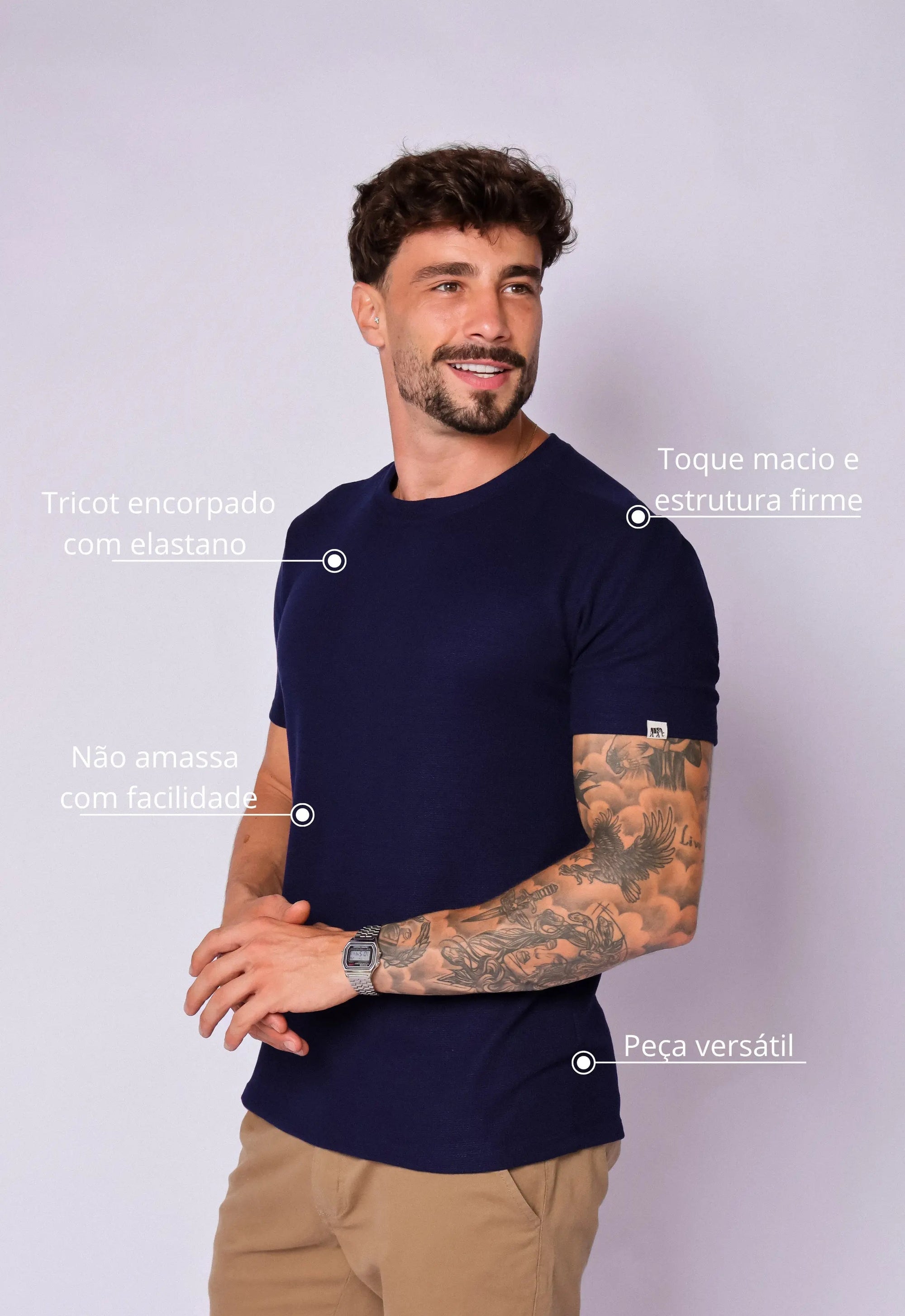 Camiseta Masculina Tricot Azul Marinho