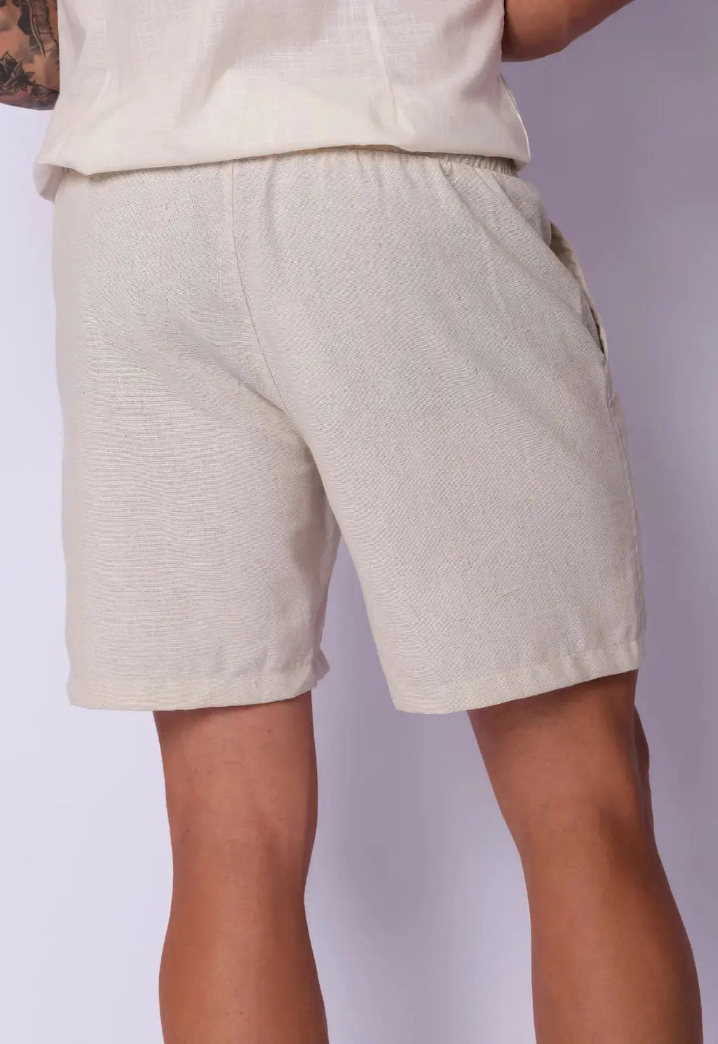 Shorts de Linho Masculino Bege