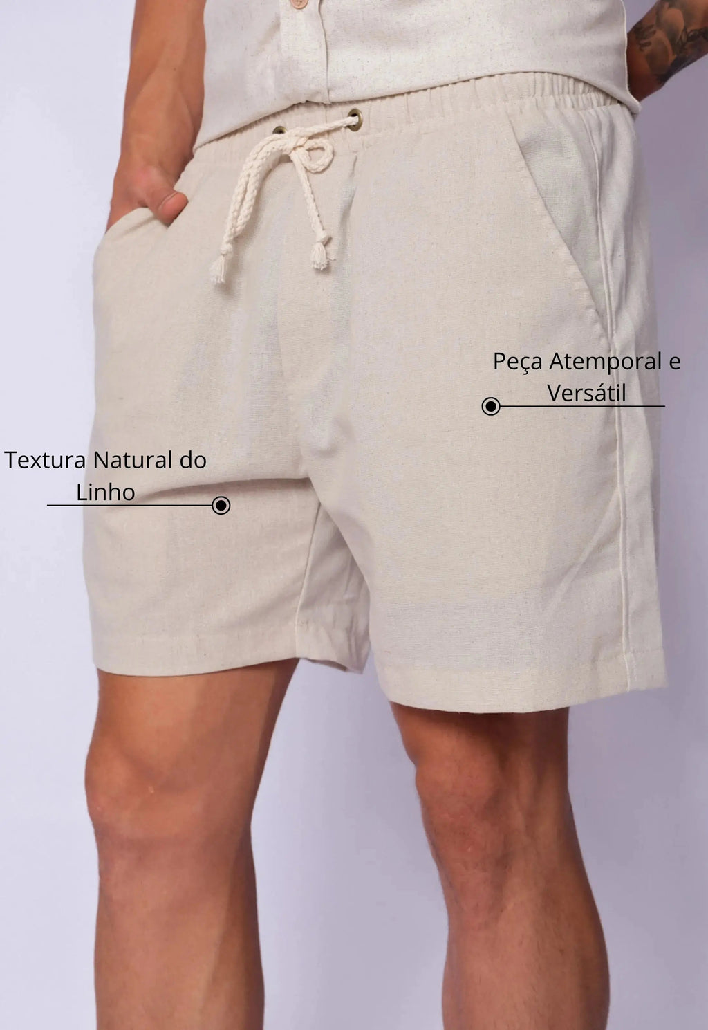Shorts de Linho Masculino Bege