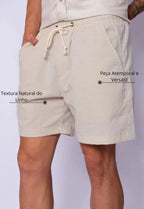 Shorts de Linho Masculino Bege