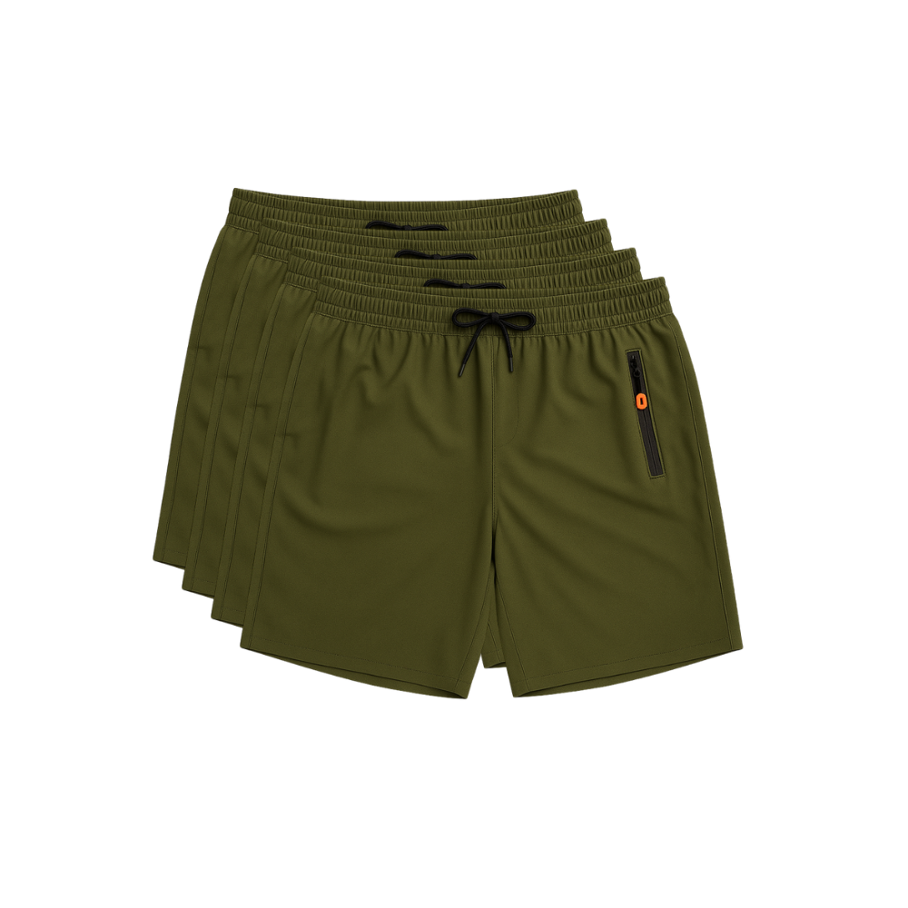 Kit 4 Bermudas DryFit Premium Evolut Performance, Secagem rápida, Bolso com Zíper e Ajuste Anatômico