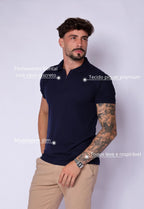 Camisa Polo Ziper Azul Marinho