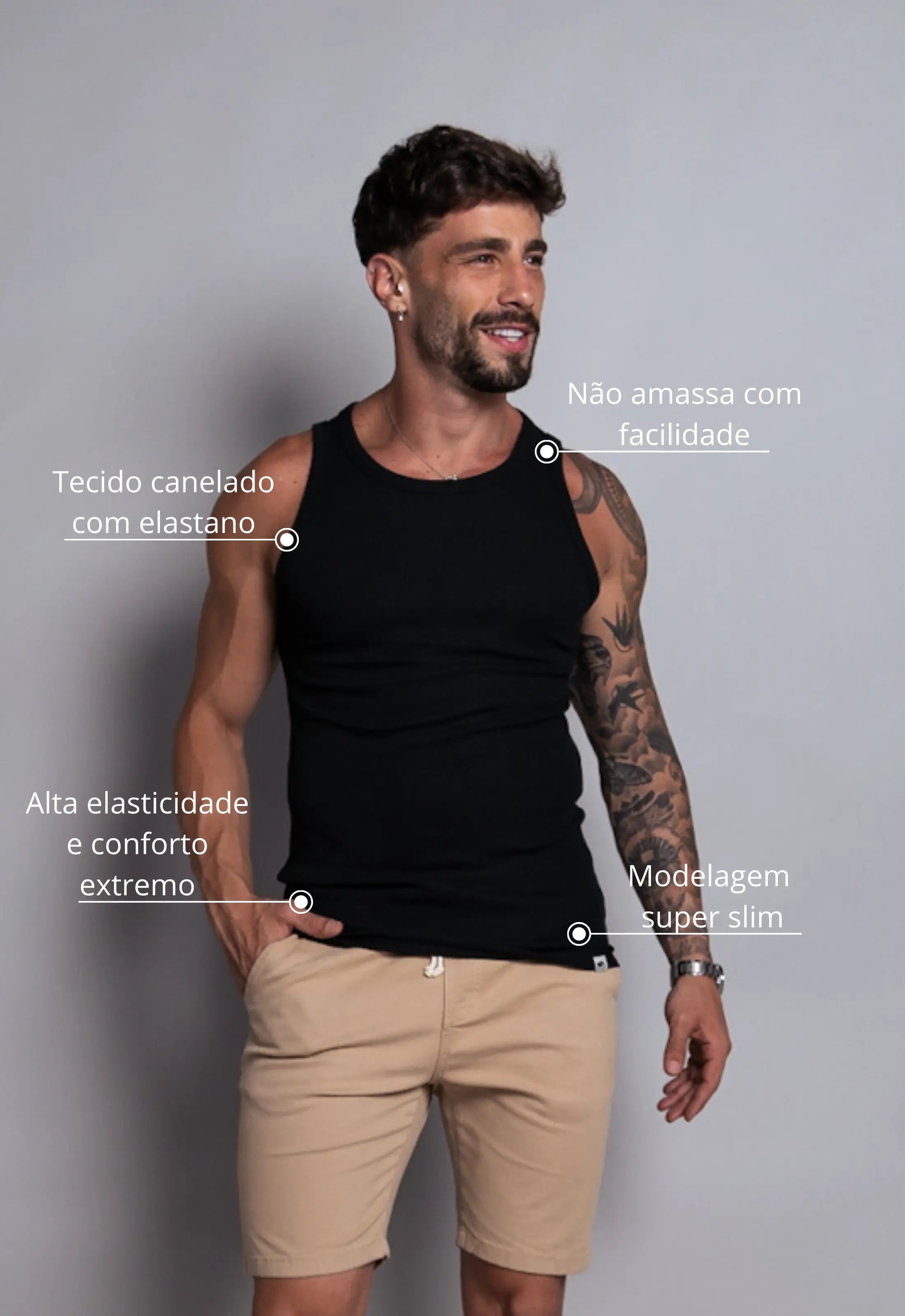 Camiseta Regata Americana Masculina Preta