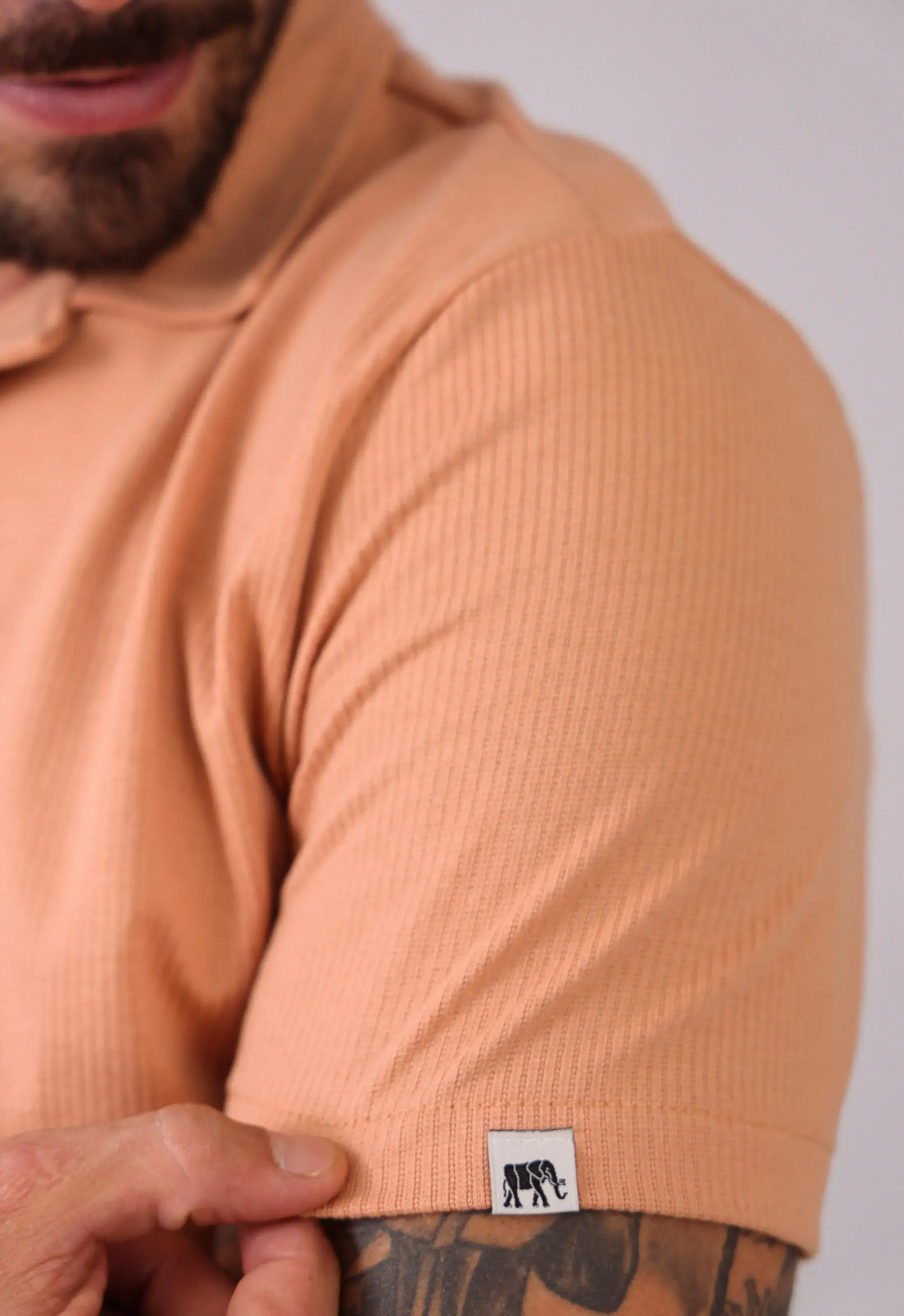 Camisa Masculina Slim Canelada Bege