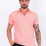 Camisa Polo Italiana Tricot Salmão