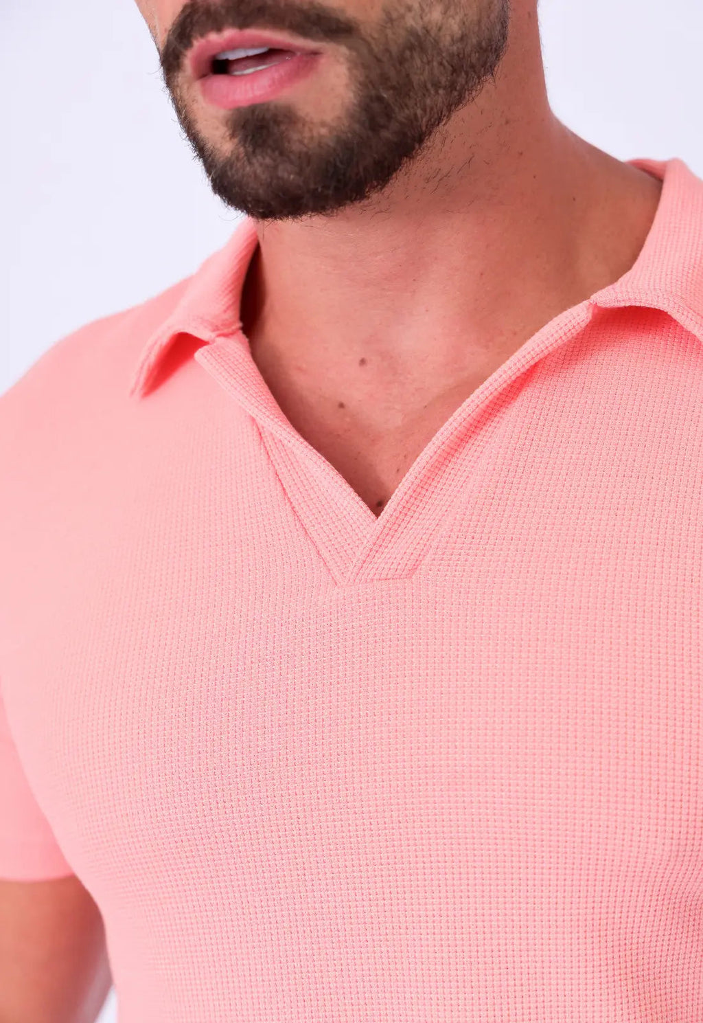 Camisa Polo Italiana Tricot Salmão