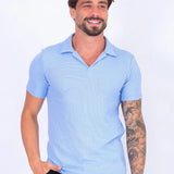 Camisa Polo Italiana Tricot Azul Claro