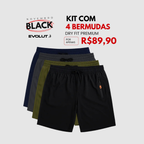 Kit 4 Bermudas DryFit Premium Evolut Performance, Secagem rápida, Bolso com Zíper e Ajuste Anatômico