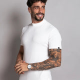 Camiseta Canelada Gola Média Branca