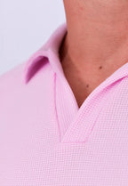 Camisa Polo Italiana Tricot Rosa Claro