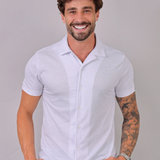 Camisa Masculina Slim Canelada Branca