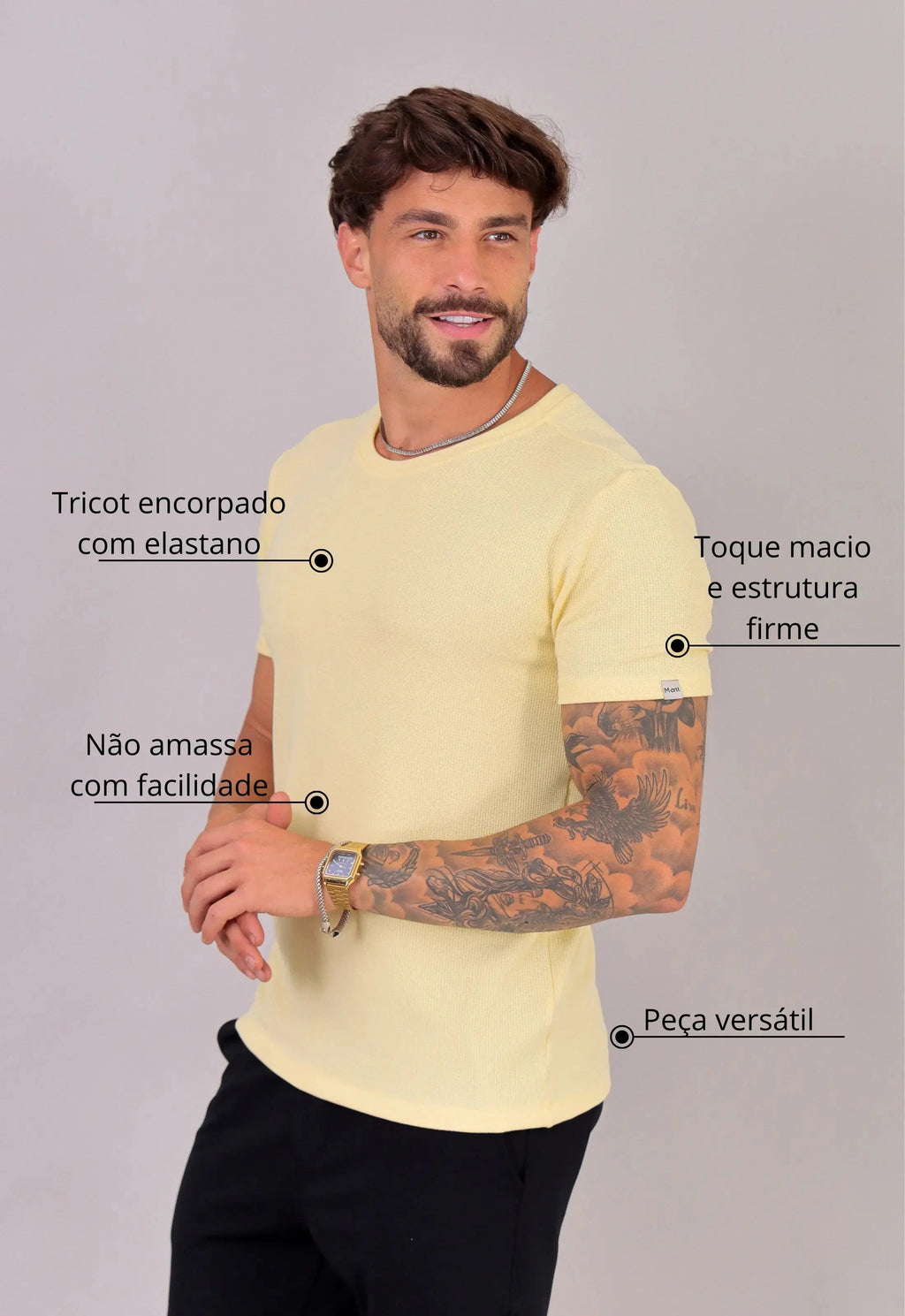 Camiseta Masculina Tricot Amarela