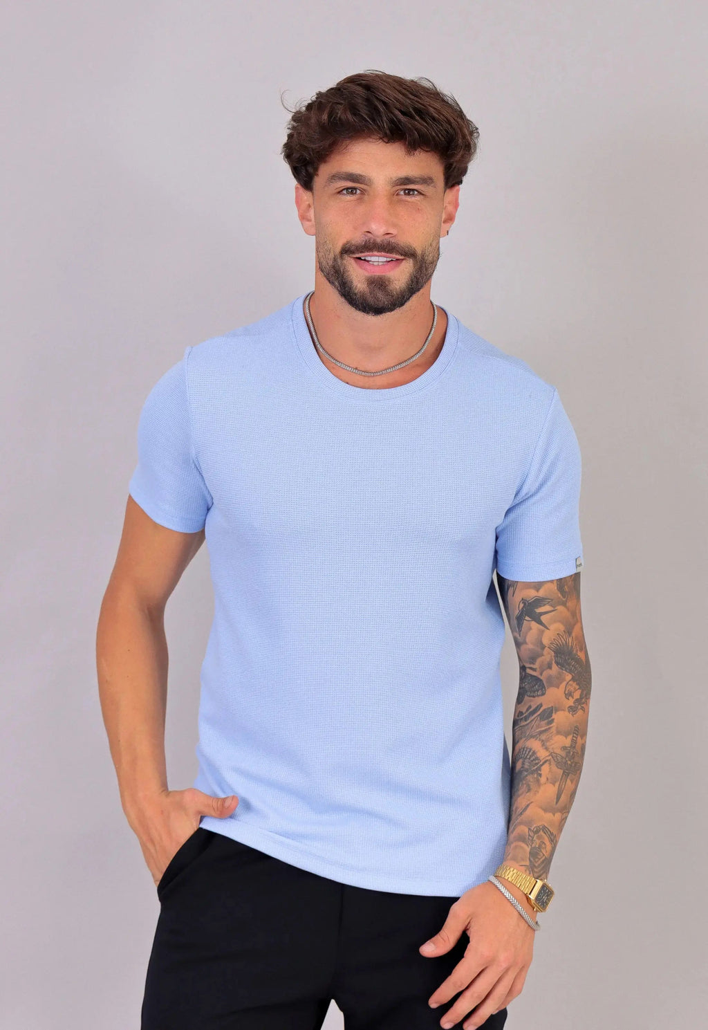 Camiseta Masculina Tricot Azul Claro