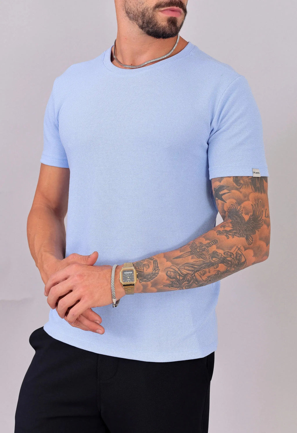 Camiseta Masculina Tricot Azul Claro