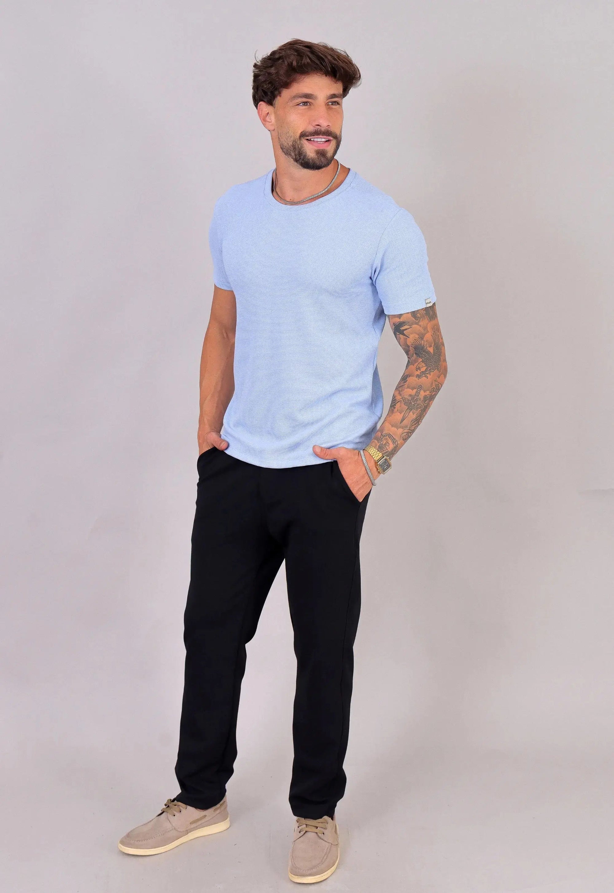 Camiseta Masculina Tricot Azul Claro