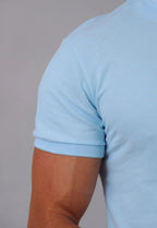 Camiseta Gola Padre Zíper Azul Claro