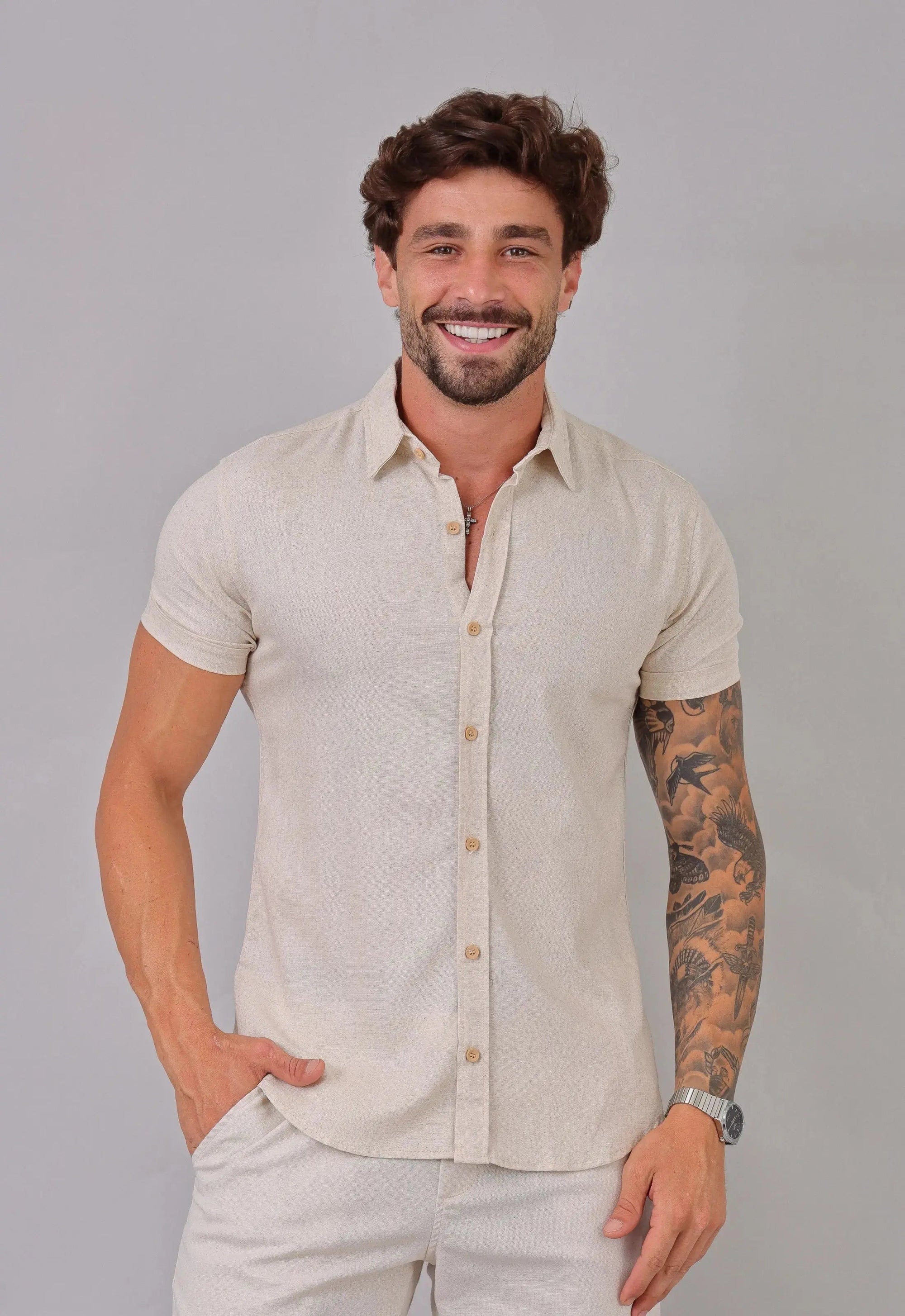 Camisa Masculina Linho com Viscose
