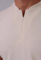 Camiseta Gola Padre Zíper Bege