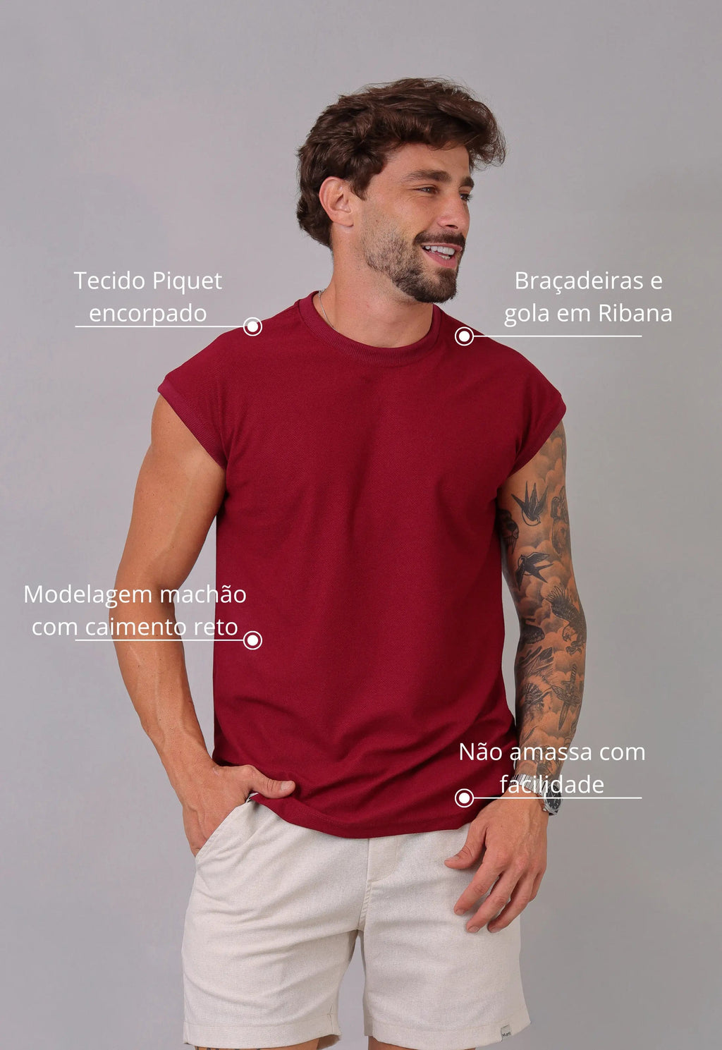 Camiseta Regata Machão Masculina Bordo