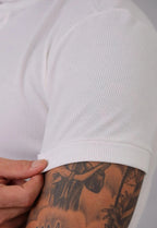 Camiseta Henley Slim Tricot com Elastano Branca