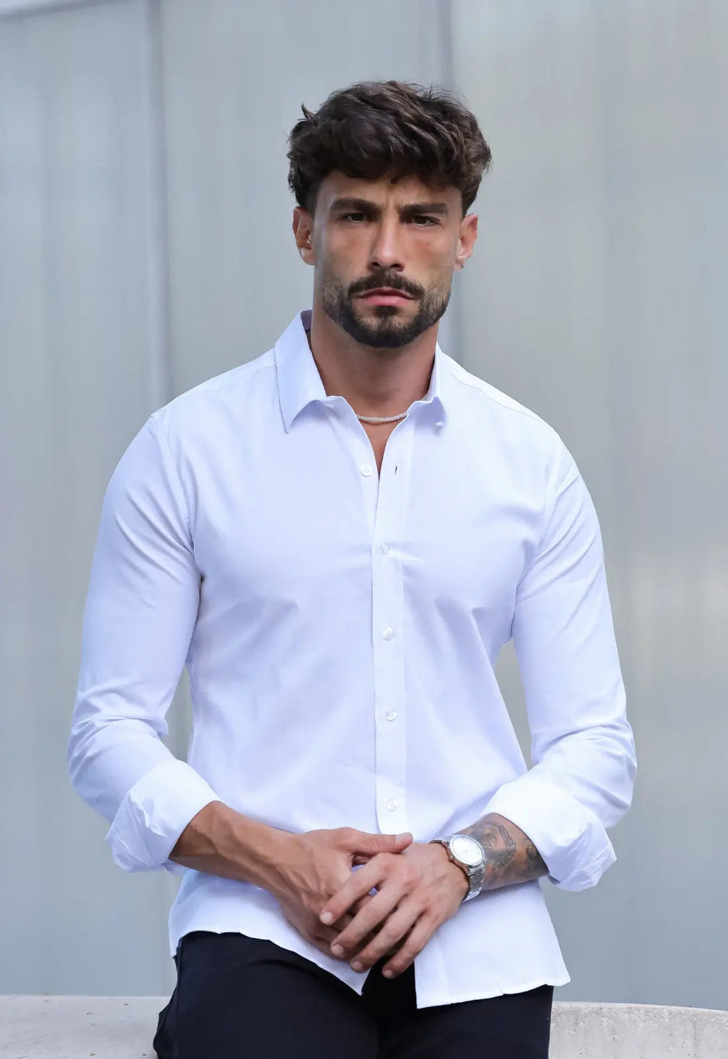 Camisa Masculina Manga Longa Slim Branca