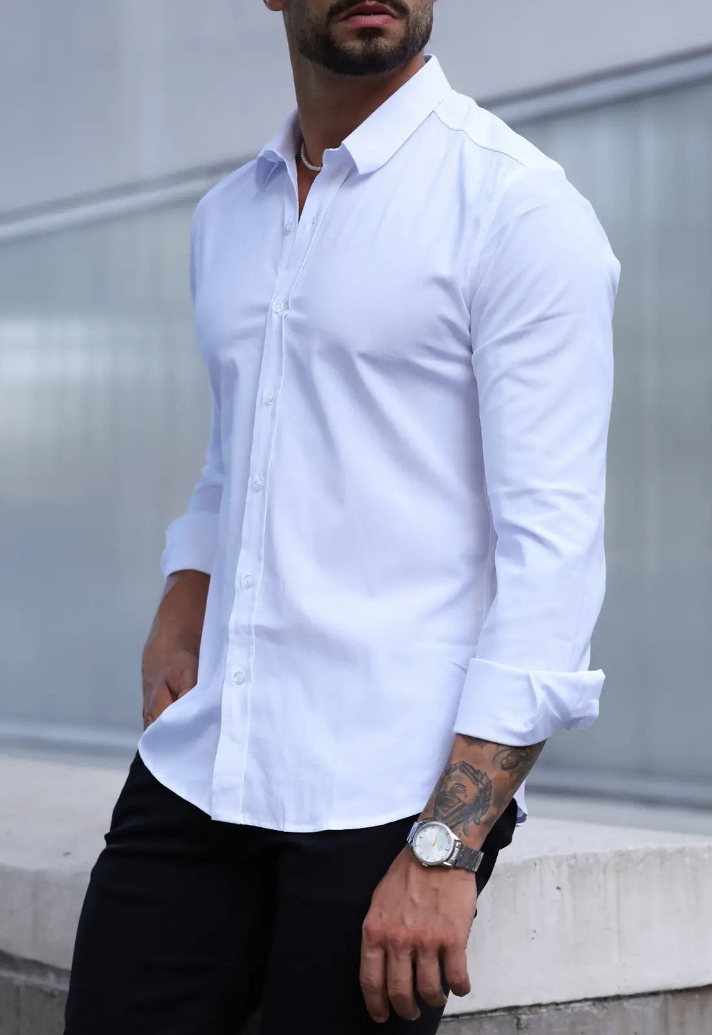 Camisa Masculina Manga Longa Slim Branca