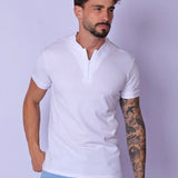 Camiseta Gola Padre zíper Branca