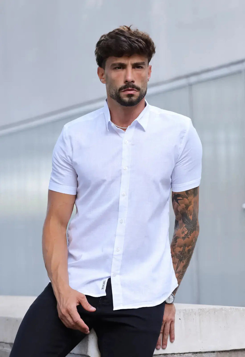 Camisa Masculina Manga Curta Flame Slim Branco