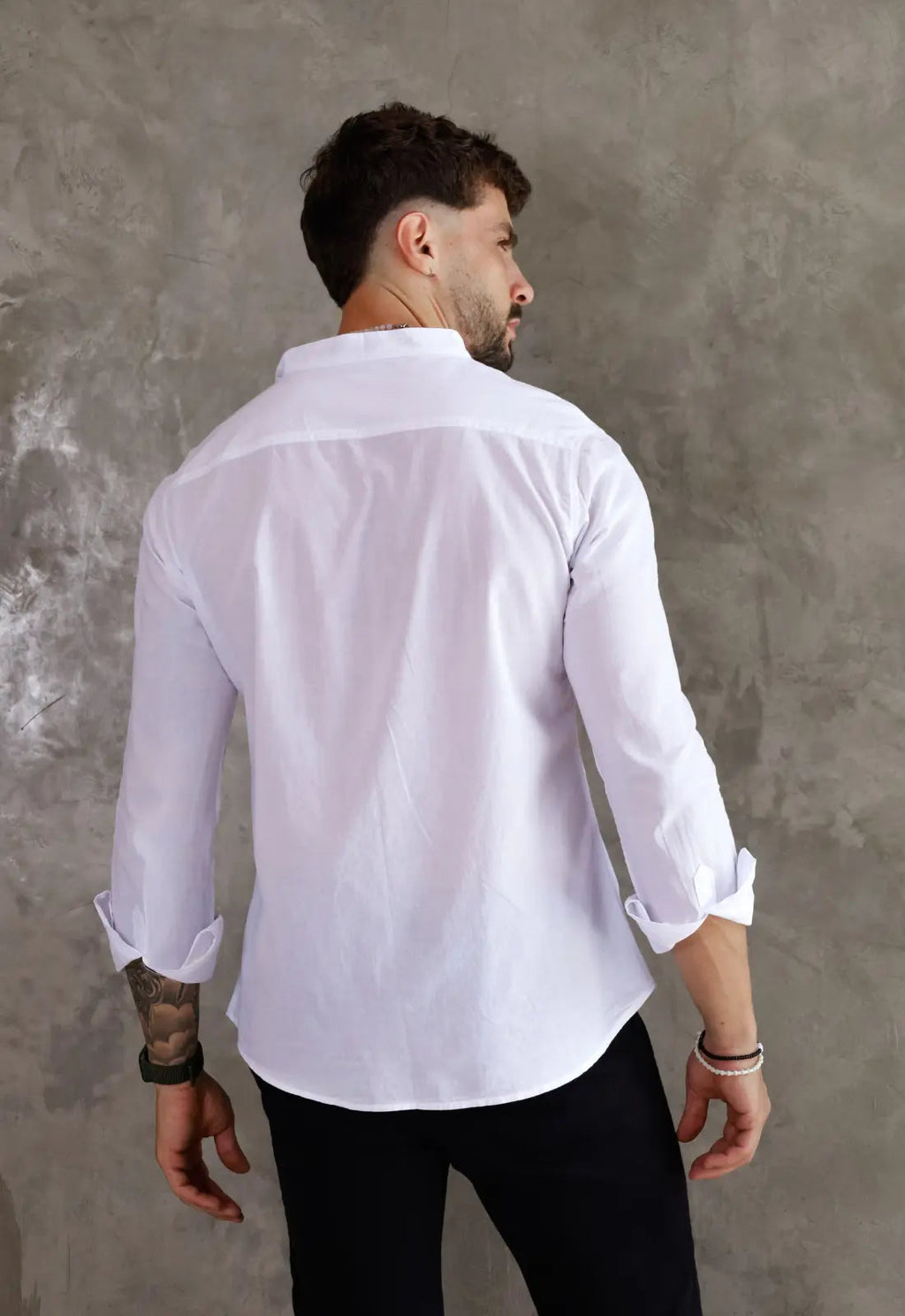 Camisa Masculina Gola Padre Tecido Leve Branca