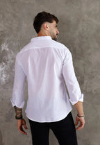 Camisa Masculina Gola Padre Tecido Leve Branca