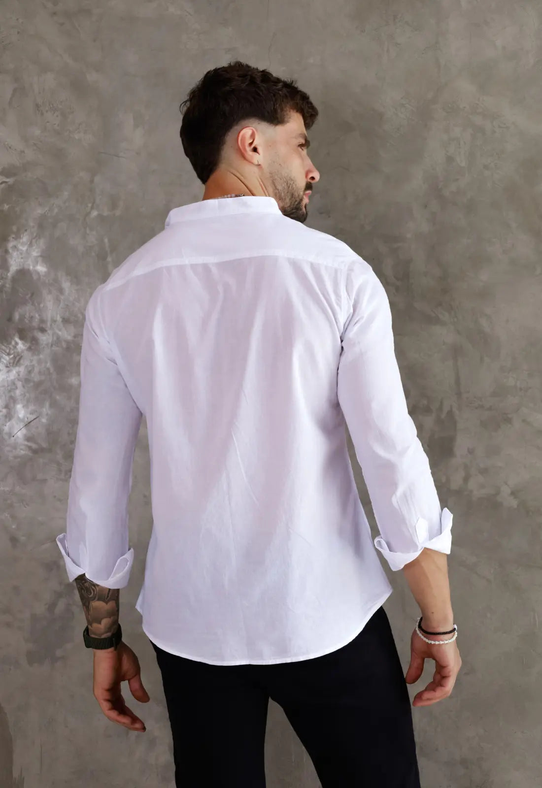 Camisa Masculina Gola Padre Tecido Leve Branca