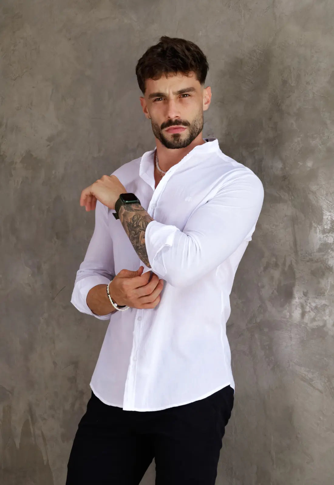 Camisa Masculina Gola Padre Tecido Leve Branca