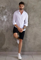 Camisa Masculina Gola Padre Tecido Leve Branca