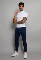 Camiseta Slim Gola Alta Branca