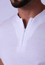 Camiseta Gola Padre zíper Branca