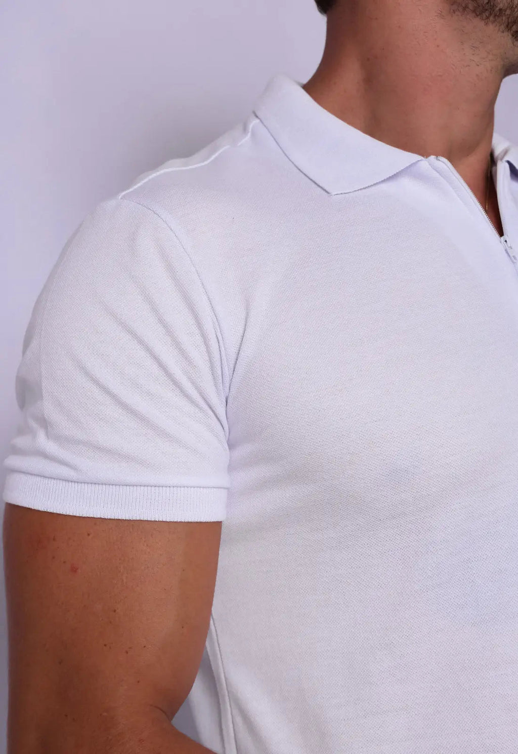 Camisa Polo Ziper Branca