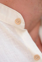 Camisa Masculina Manga Curta Gola Padre Slim Bege