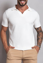 Camisa Polo Italiana Tricot Branca
