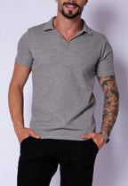 Camisa Polo Italiana Tricot Cinza