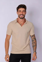 Camisa Polo Italiana Tricot Bege